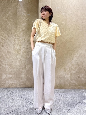 「アイテム（スラックス）」を使った、たなかさん（レディース・163cm・30代）の夏コーディネート