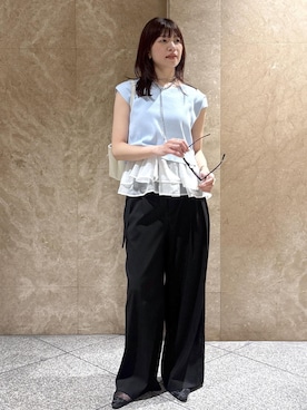「VIS（ビス）のオーガンジードッキングフレンチニット（ニット/セーター）」を使った、たなかさん（レディース・163cm）の夏コーディネート