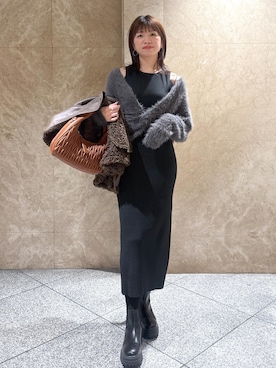 「VIS（ビス）のアイテム（アクセサリー）」を使った、たなかさん（レディース・163cm）の冬コーディネート