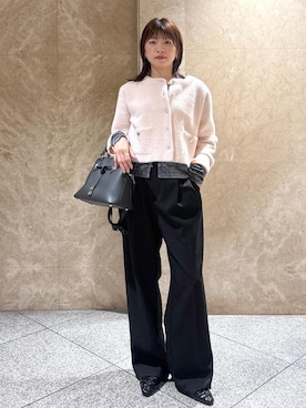 「アイテム（カーディガン/ボレロ、ピンク系）」を使った、たなかさん（レディース・163cm）の秋コーディネート