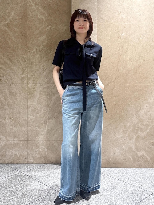 ミュベール 半袖 リボン付き ニット MUVEIL WORK - ミュベール 半袖 リボン付き ニットの通販 by utsubo's