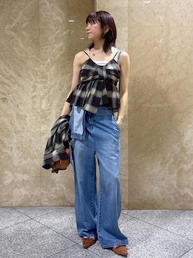 「アイテム（ボストンバッグ）」を使った、たなかさん（レディース・163cm）の夏コーディネート