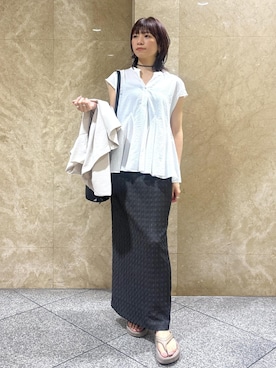 「イエベ春」｜「アイテム（グレー系）」を使った、たなかさん（レディース・163cm）の夏コーディネート