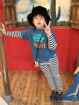 「DRESKIP（ドレスキップ）のアイテム（ハット）」を使った、ゆずやさん（キッズ・129cm）の秋コーディネート