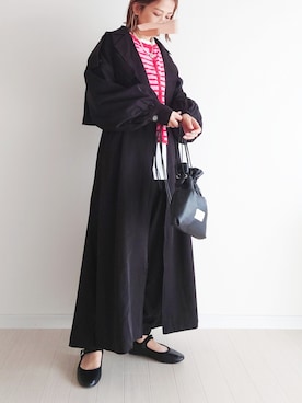 「ショート丈トップス」｜「アイテム（トレンチコート）」を使った、𝕪𝕦𝕚さん（レディース・155cm）の冬コーディネート
