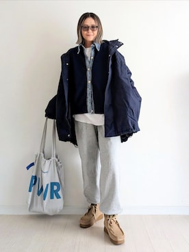 「アイテム（モカシン/デッキシューズ）」を使った、𝕪𝕦𝕚さん（レディース・155cm）の冬コーディネート