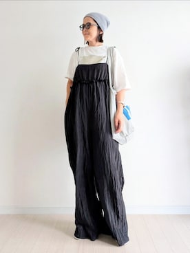 「アイテム（オールインワン・サロペット、ブラック系）」を使った、𝕪𝕦𝕚さん（レディース・155cm）の夏コーディネート