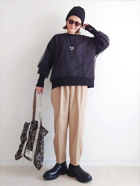「アイテム（帽子）」を使った、𝕪𝕦𝕚さん（レディース・155cm・40代）の秋コーディネート