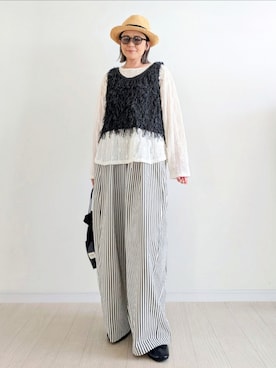 「tiptop（ティップトップ）のアイテム（トップス）」を使った、𝕪𝕦𝕚さん（レディース・155cm）の春コーディネート