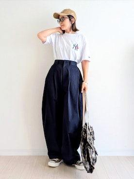 「アイテム（トートバッグ）」を使った、𝕪𝕦𝕚さん（レディース・155cm・40代）の夏コーディネート