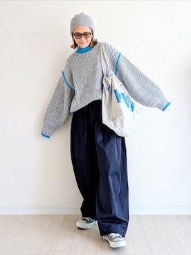 「アイテム（ニットキャップ/ビーニー）」を使った、𝕪𝕦𝕚さん（レディース・155cm）の秋コーディネート