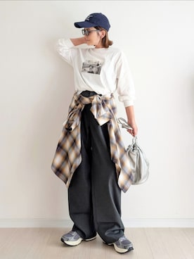 「アイテム（帽子）」を使った、𝕪𝕦𝕚さん（レディース・155cm）の秋コーディネート
