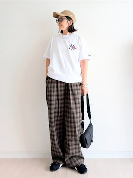 「アイテム（キャップ）」を使った、𝕪𝕦𝕚さん（レディース・155cm）の夏コーディネート