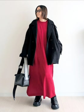 「FREAK'S STORE（フリークスストア）のTHEATRE PRODUCTS × FREAK'S STORE/シアタープロダクツ 別注 ジャガードテープ ボディバッグ（ショルダーバッグ）」を使った、𝕪𝕦𝕚さん（レディース・155cm・40代）の秋コーディネート