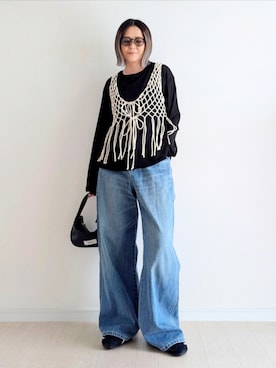 「FREAK'S STORE（フリークスストア）のアイテム（パンツ）」を使った、𝕪𝕦𝕚さん（レディース・155cm）の春コーディネート