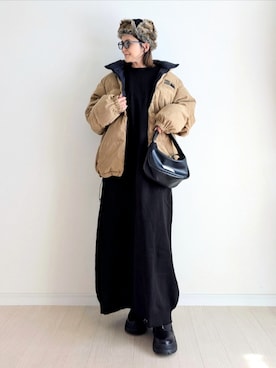 「アイテム（ダウンジャケット/コート）」を使った、𝕪𝕦𝕚さん（レディース・155cm）の秋コーディネート