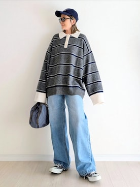 「notch.（ノッチ）のアイテム」を使った、𝕪𝕦𝕚さん（レディース・155cm）の冬コーディネート