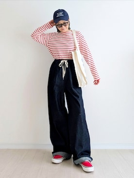 「OMNES（オムネス）のアイテム」を使った、𝕪𝕦𝕚さん（レディース・155cm）の春コーディネート