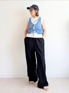 「サングラス」｜「アイテム（スウェットパンツ）」を使った、𝕪𝕦𝕚さん（レディース・155cm）の夏コーディネート