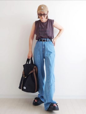 「SLOBE IENA（スローブイエナ）のアイテム（サンダル）」を使った、𝕪𝕦𝕚さん（レディース・155cm）の夏コーディネート