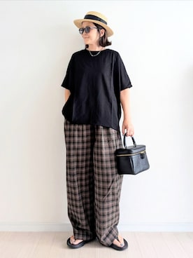 「アイテム（Tシャツ/カットソー）」を使った、𝕪𝕦𝕚さん（レディース・155cm・40代）の夏コーディネート