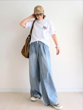 「アイテム（キャップ）」を使った、𝕪𝕦𝕚さん（レディース・155cm）の夏コーディネート