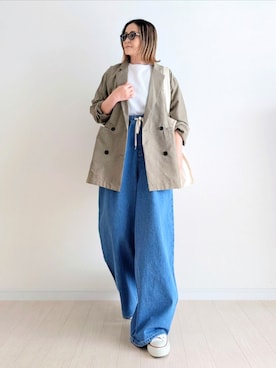 「notch. by yuiのアイテム（デニムパンツ、ブルー系）」を使った、𝕪𝕦𝕚さん（レディース・155cm）の春コーディネート