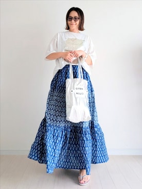 「アイテム（スカート）」を使った、𝕪𝕦𝕚さん（レディース・155cm）の夏コーディネート