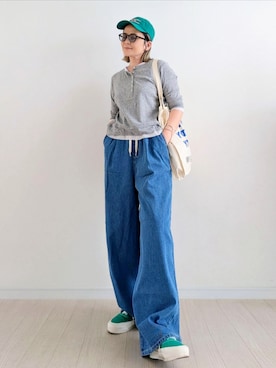 「niko and...（ニコアンド）のアイテム」を使った、𝕪𝕦𝕚さん（レディース・155cm）の春コーディネート