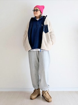 「Clarks（クラークス）のアイテム」を使った、𝕪𝕦𝕚さん（レディース・155cm）の冬コーディネート