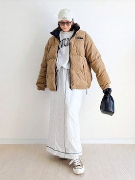 「アイテム（ダウンジャケット/コート）」を使った、𝕪𝕦𝕚さん（レディース・155cm）の秋コーディネート