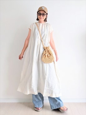 「アイテム（帽子）」を使った、𝕪𝕦𝕚さん（レディース・155cm・40代）の夏コーディネート