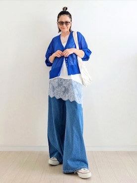 「CONVERSE（コンバース）のアイテム（シューズ）」を使った、𝕪𝕦𝕚さん（レディース・155cm）の春コーディネート