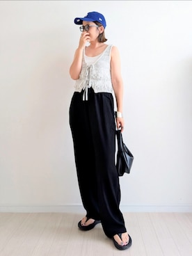 「アイテム（キャップ）」を使った、𝕪𝕦𝕚さん（骨格ウェーブ・レディース・155cm）の夏コーディネート