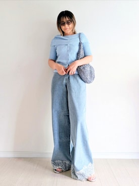 「menue（メヌエ）のアイテム」を使った、𝕪𝕦𝕚さん（レディース・155cm）の夏コーディネート