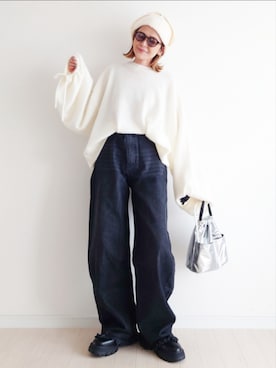 「notch.」｜「アイテム（ニットキャップ/ビーニー）」を使った、𝕪𝕦𝕚さん（レディース・155cm）の秋コーディネート