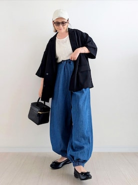 「OMNES（オムネス）のアイテム」を使った、𝕪𝕦𝕚さん（レディース・155cm）の春コーディネート