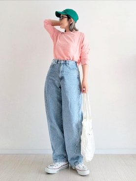 「niko and...（ニコアンド）のアイテム」を使った、𝕪𝕦𝕚さん（レディース・155cm）の春コーディネート