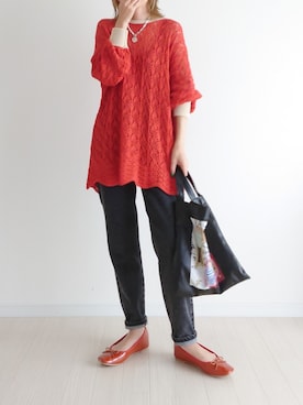 「VACANCY（ヴァカンシー）の【Akari Kuramoto×VACANCY】コラボコラージュイラストマルチトート（トートバッグ）」を使った、𝕪𝕦𝕚さん（レディース・155cm）の秋コーディネート