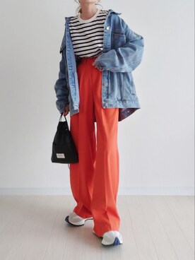 「秋トレンド2021」｜「アイテム（デニムジャケット）」を使った、𝕪𝕦𝕚さん（レディース・155cm）の秋コーディネート