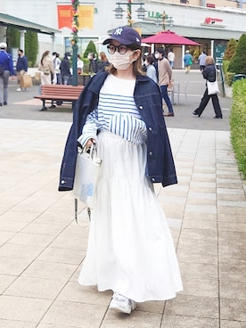 「notch.」｜「アイテム（デニムジャケット）」を使った、𝕪𝕦𝕚さん（レディース・155cm）の春コーディネート