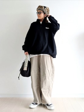 「ハーフジップ」｜𝕪𝕦𝕚さん（レディース・155cm）の秋コーディネート