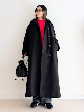 「アイテム（ステンカラーコート）」を使った、𝕪𝕦𝕚さん（レディース・155cm）の冬コーディネート