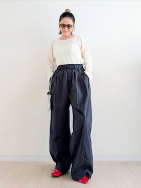 「タックパンツ」｜𝕪𝕦𝕚さん（レディース・155cm）の春コーディネート