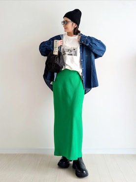 「アイテム（Tシャツ/カットソー）」を使った、𝕪𝕦𝕚さん（レディース・155cm・40代）の秋コーディネート