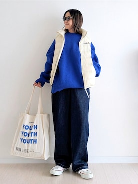 「アイテム（デニムパンツ）」を使った、𝕪𝕦𝕚さん（レディース・155cm・40代）の秋コーディネート