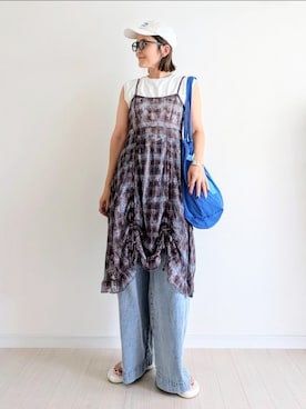 「アイテム（帽子）」を使った、𝕪𝕦𝕚さん（レディース・155cm・40代）の夏コーディネート