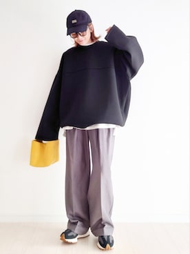 「CORNERS（コーナーズ）のYOGAプリントロンT（Tシャツ/カットソー）」を使った、𝕪𝕦𝕚さん（レディース・155cm）の冬コーディネート