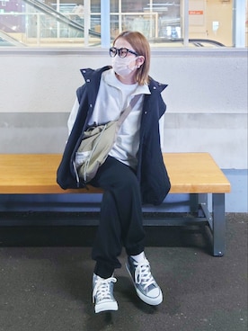 「notch.」｜「アイテム（ダウンジャケット/コート）」を使った、𝕪𝕦𝕚さん（レディース・155cm）の冬コーディネート