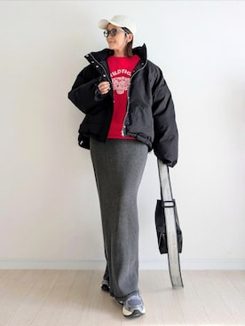 「アイテム（ダウンジャケット/コート）」を使った、𝕪𝕦𝕚さん（レディース・155cm・40代）の秋コーディネート